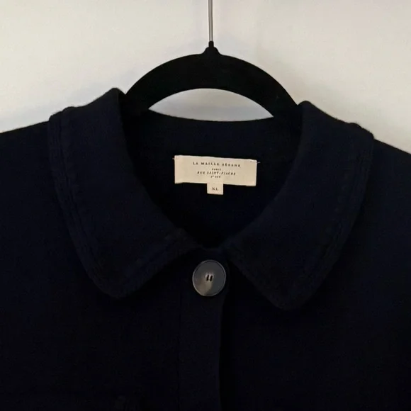 Sezane Betty Cardigan Navy Button-Front Wool Cardigan Jacket - Picture 7 of 7
